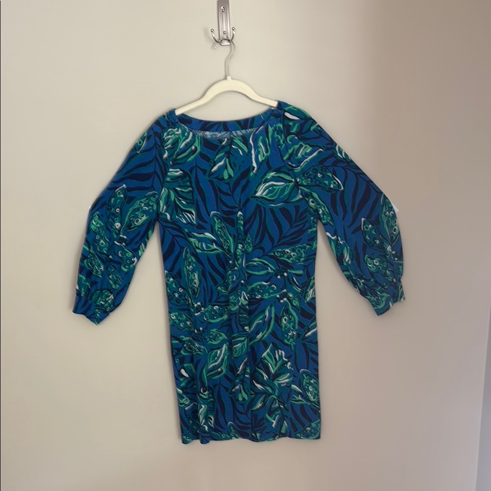 Lilly Pulitzer Blue Sheath Dress with Bishop Sleeves